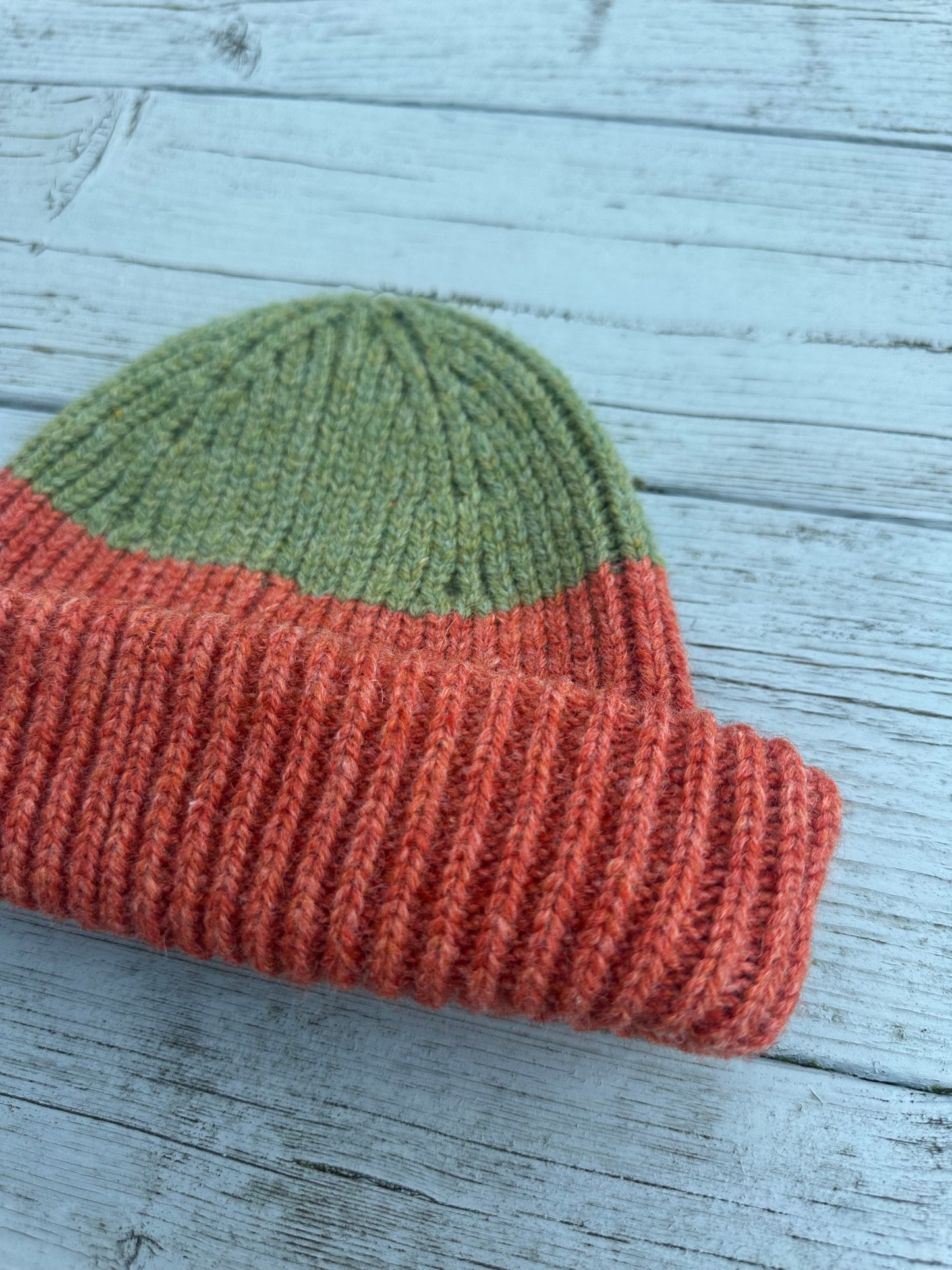 Wooly Beanie Rust and Sage