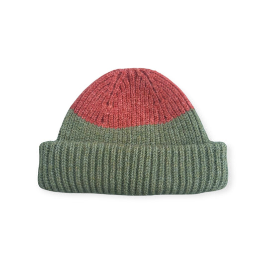 Wooly Beanie Sage and Rust