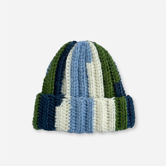 Glitch Stripe Beanie Forest