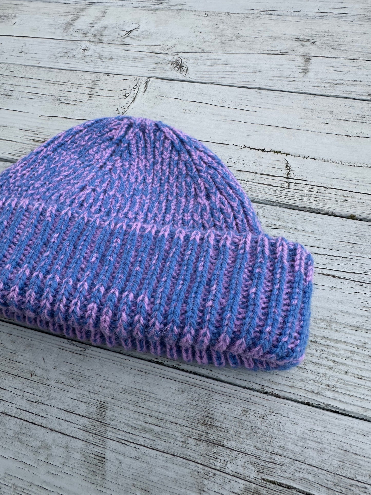 Wooly Marl Beanie Royal and Lilac