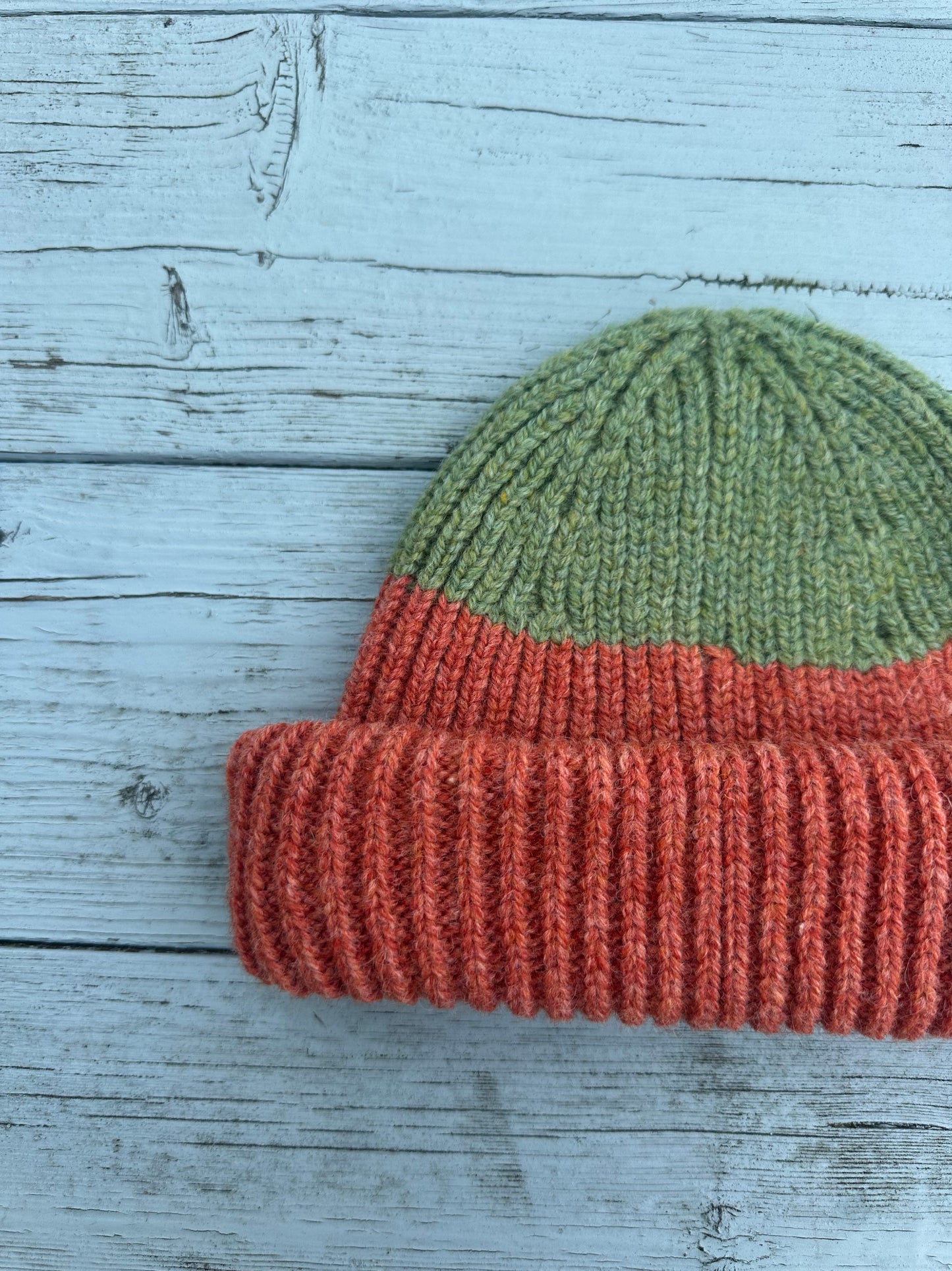 Wooly Beanie Rust and Sage