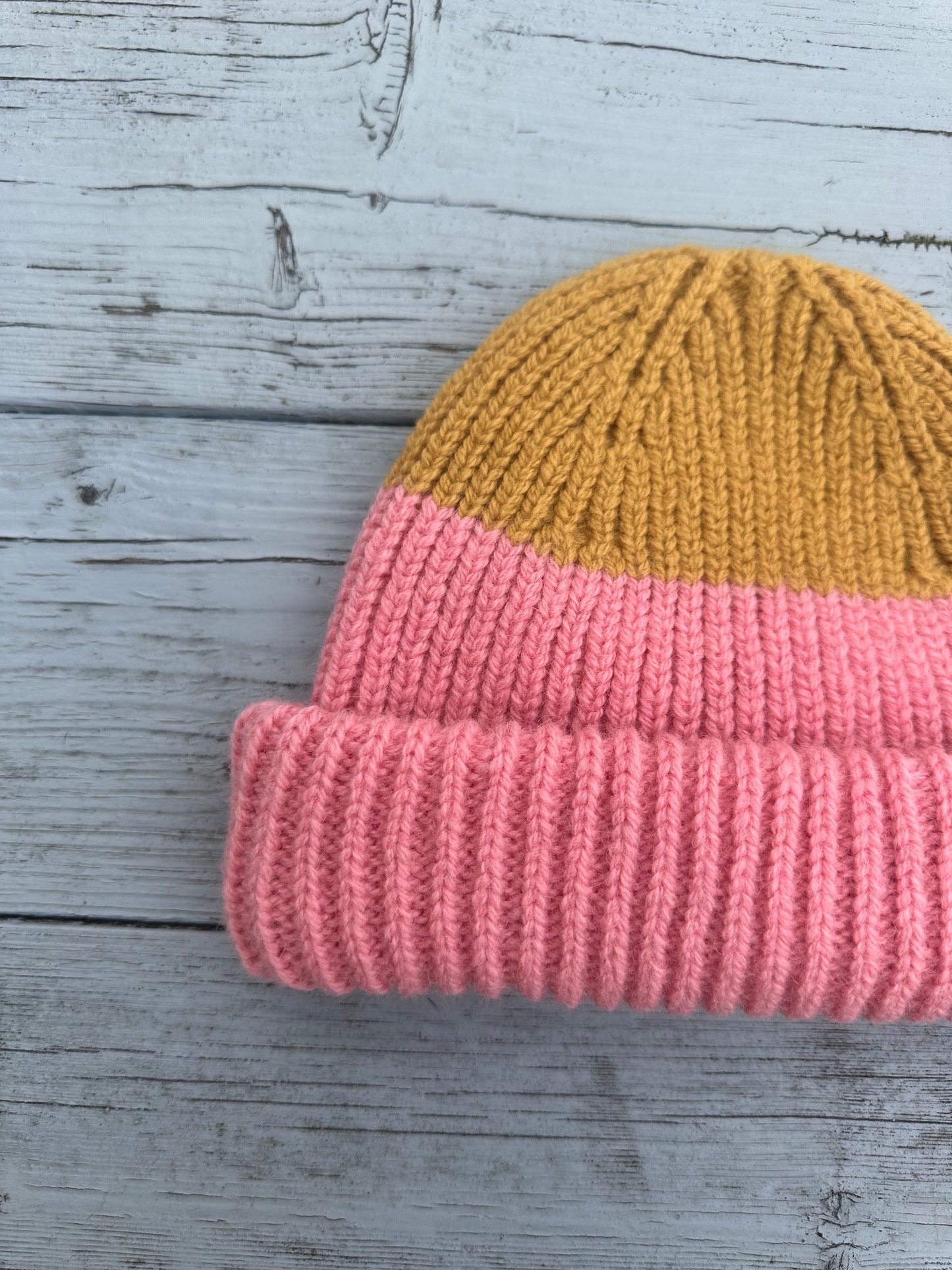Wooly Beanie Pink and Gold