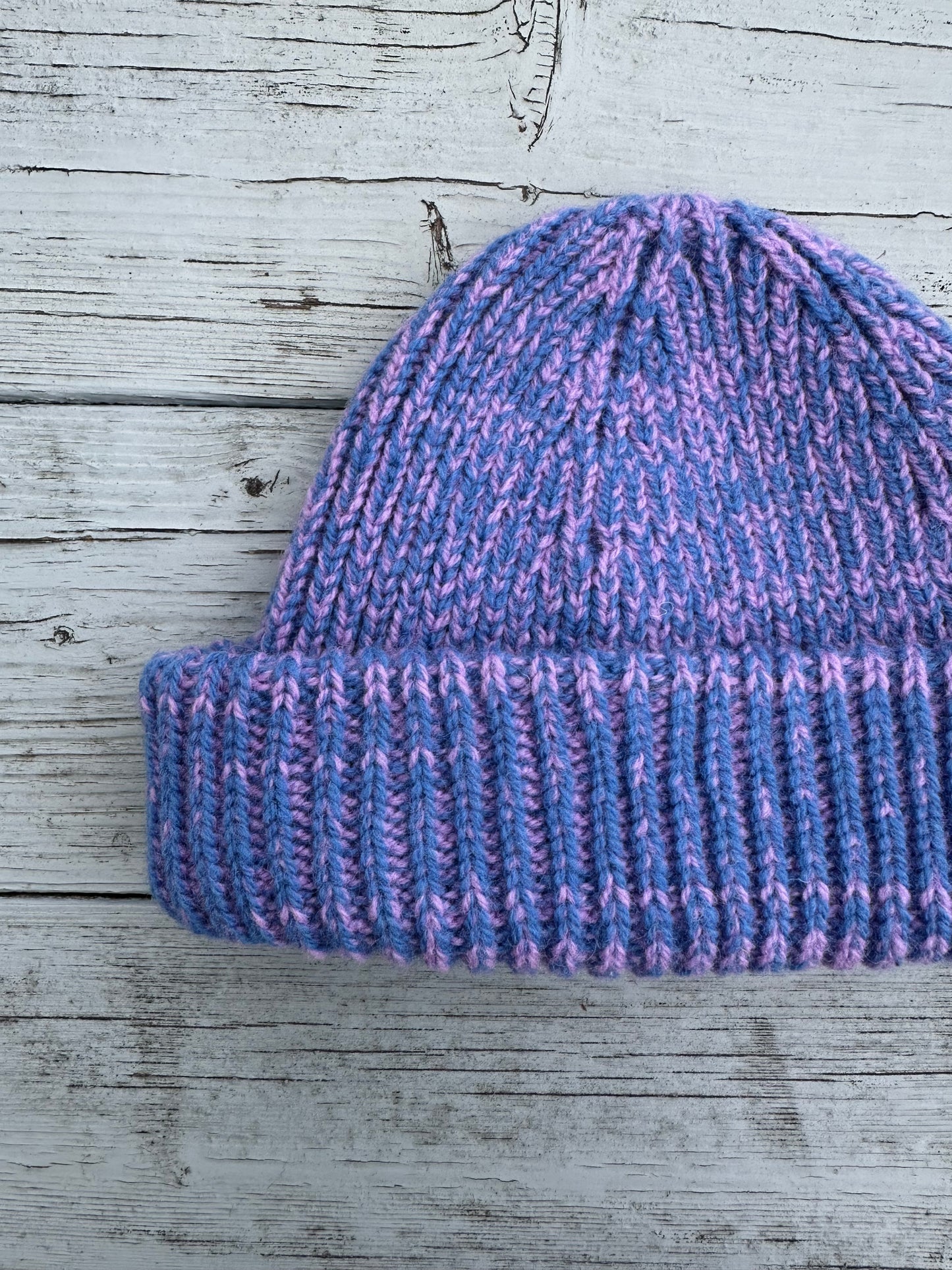 Wooly Marl Beanie Royal and Lilac