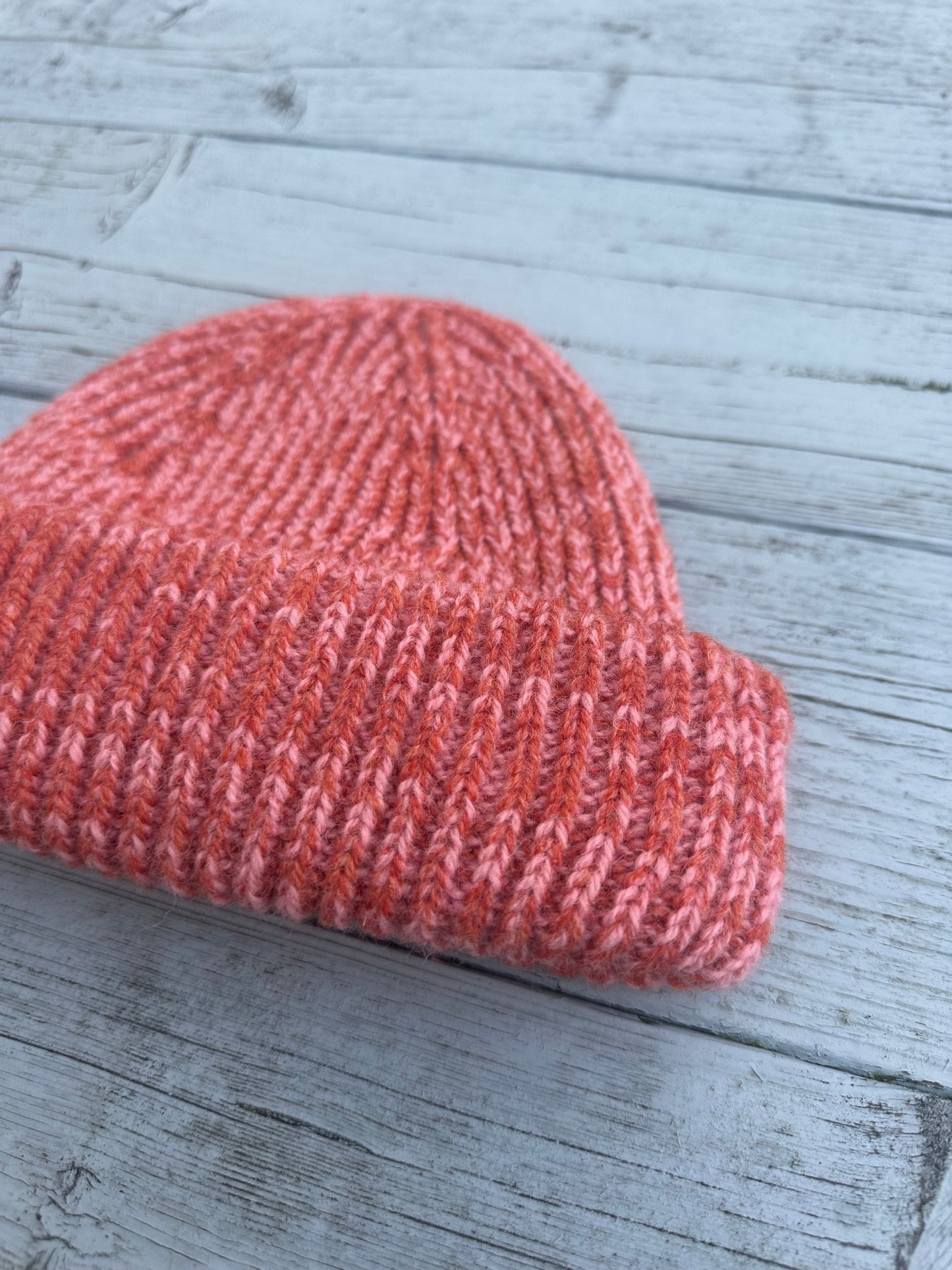 Wooly Marl Beanie Pink and Rust