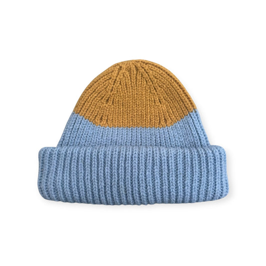 Wooly Beanie Sky and Gold