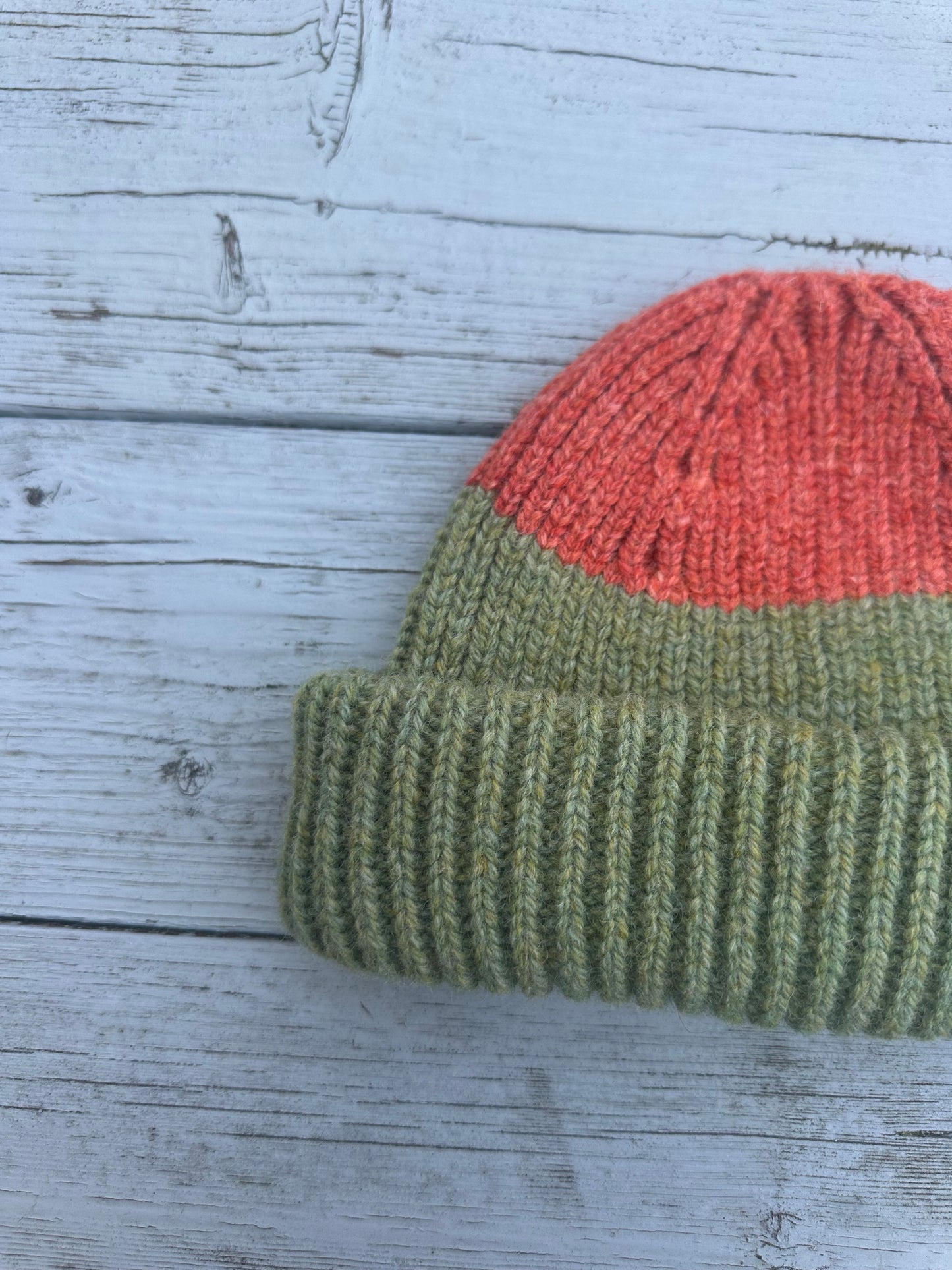 Wooly Beanie Sage and Rust